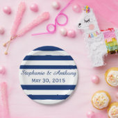 Royal Blue Strip Probe Dinner Pappteller (Party)