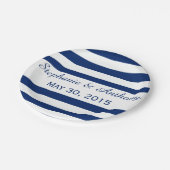 Royal Blue Strip Probe Dinner Pappteller (Schrägansicht)