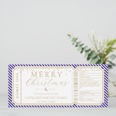 Royal Blue Stripe Concept Ticket Gutscheinkarte Einladung (Stehend Vorderseite)