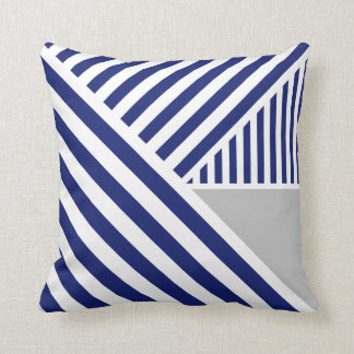 Royal Blue Stripes and Grey Kissen
