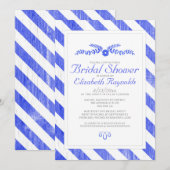 Royal Blue Stripes Bridal Dusche Einladung (Vorne/Hinten)