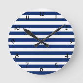 Royal Blue Stripes Pattern Runde Wanduhr (Vorderseite)