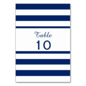 Royal Blue Striping Wedding Tischnummer (Vorderseite)