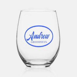 Royal Blue Stylized Name Wedding Trauzeuge Glass Weinglas Ohne Stiel