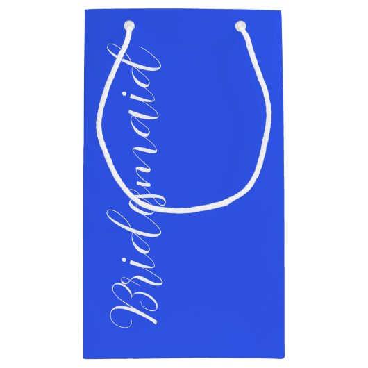 Royal Blue Stylized Script Wedding Bridesmaid Kleine Geschenktüte (Rückseite)
