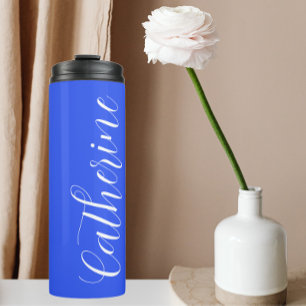 Royal Blue Stylized Wedding Bridesmaid Name Thermosbecher