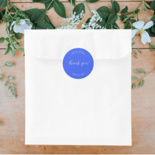 Royal Blue Stylized Wedding Vielen Dank Runder Aufkleber