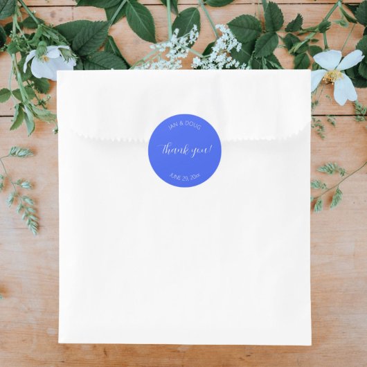 Royal Blue Stylized Wedding Vielen Dank Runder Aufkleber