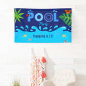 Royal Blue Summer Pool Birthday Party Banner (Insitu)