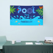 Royal Blue Summer Pool Birthday Party Banner (Messeveranstaltung)