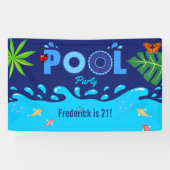 Royal Blue Summer Pool Birthday Party Banner (Horizontal)