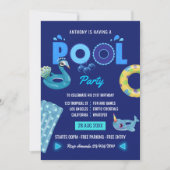 Royal Blue Summer Pool Birthday Party Einladung (Vorderseite)