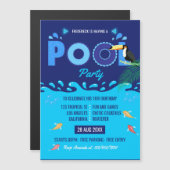 Royal Blue Summer Pool Birthday Party Magneteinladung (Vorne/Hinten)