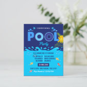 Royal Blue Summer Pool Birthday Party Postkarte (Stehend Vorderseite)