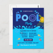 Royal Blue Summer Pool Birthday Party Postkarte (Vorne/Hinten)