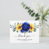 Royal Blue Sunflower Brautparty Vielen Dank Postkarte (Stehend Vorderseite)