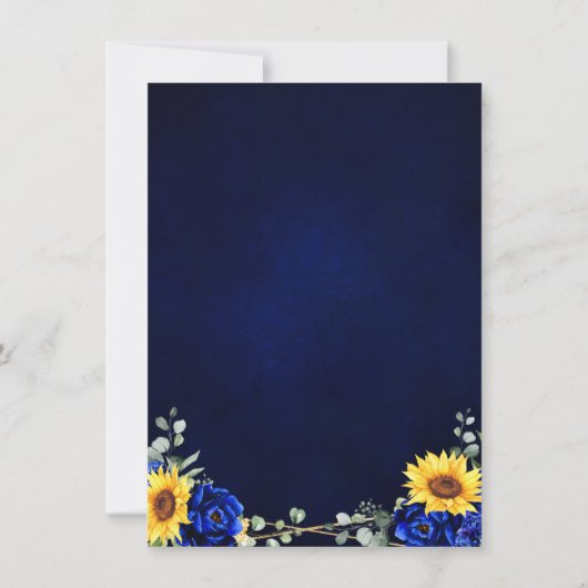 Royal Blue Sunflower Geometric Save the Date (Rückseite)