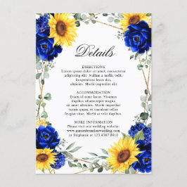 Royal Blue Sunflower Geometric Wedding Details En Begleitkarte