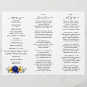 Royal Blue Sunflower Wedding Dreifach Programmkart (Rückseite)