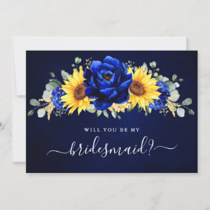 Royal Blue Sunflower Werden Sie mein Bridesmaid In Einladung