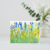 Royal Blue Sunshine Yellow Watercolor Wildblumen Postkarte (Stehend Vorderseite)