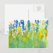 Royal Blue Sunshine Yellow Watercolor Wildblumen Postkarte (Vorne/Hinten)