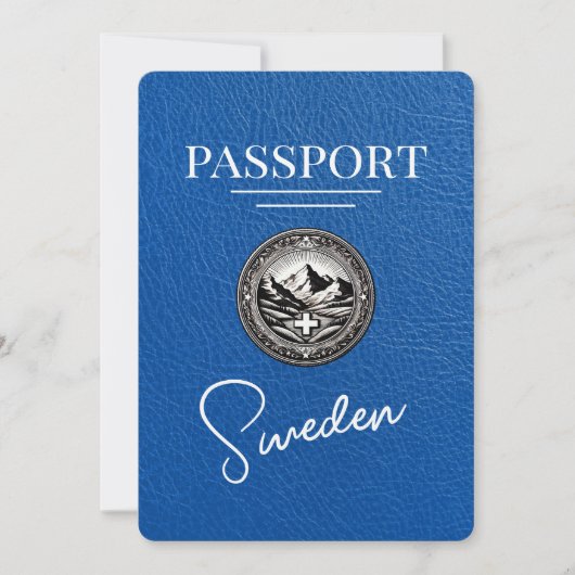 Royal Blue Sweden Passport Save the Date (Vorderseite)