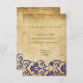 Royal Blue Swirl Wedding Reception Card Begleitkarte (Vorne/Hinten)