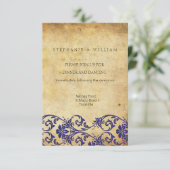 Royal Blue Swirl Wedding Reception Card Begleitkarte (Stehend Vorderseite)