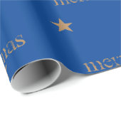 Royal Blue & Tan Merry Christmas Star Geschenkwrap Geschenkpapier (Rolleneckpunkt)