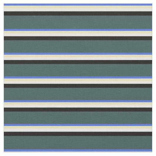 Royal Blue, Tan, White, Black und Dark Slate Gray Stoff (Nahaufnahme)
