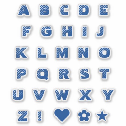 Royal Blue Text Hauptstadt Letters Alphabet Heart Aufkleber (Vorderseite)