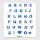 Royal Blue Text Hauptstadt Letters Alphabet Heart Aufkleber (Blatt)