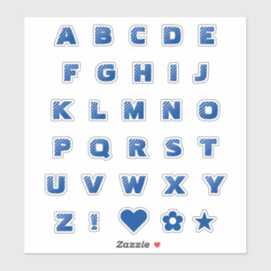 Royal Blue Text Hauptstadt Letters Alphabet Heart Aufkleber
