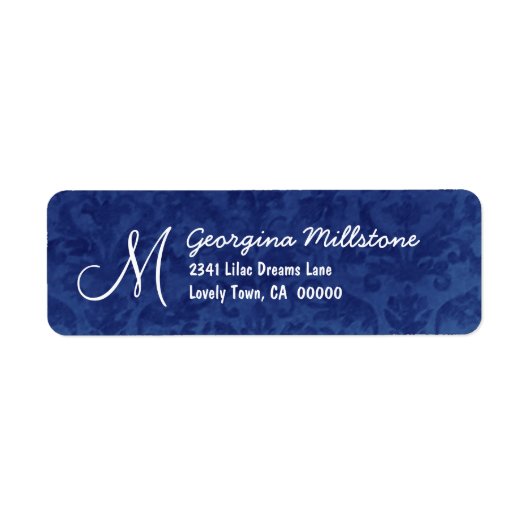 ROYAL BLUE Textiles Monogram M Adressenlabel (Vorne)