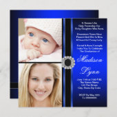 Royal Blue Then and Now Foto Abschluss Einladung (Vorne/Hinten)