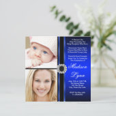 Royal Blue Then and Now Foto Abschluss Einladung (Stehend Vorderseite)