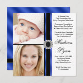 Royal Blue Then and Now Foto Abschluss Einladung (Vorne/Hinten)