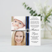 Royal Blue Then and Now Foto Abschluss Einladung (Stehend Vorderseite)