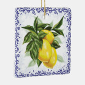 Royal Blue Toile Filigree Lemons Ornament (Rechts)