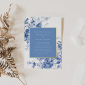 Royal Blue Toile Floral Foil Hochzeit Einladung