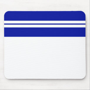 Royal Blue Top Racing Stripes Weißer Hintergrund Mousepad