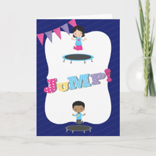 Royal Blue Trampolin Geburtstagsfeier Dankeskarte