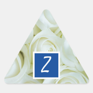 Royal Blue Trendy Custom Monogram Weiße Rosen Dreieckiger Aufkleber