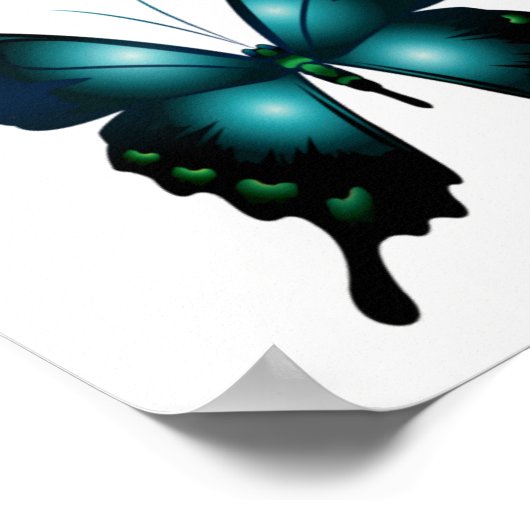 Royal Blue Türkise Elegant Whimsical Butterflies Poster (Ecke)