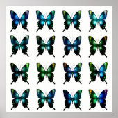 Royal Blue Türkise Elegant Whimsical Butterflies Poster (Vorne)