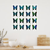 Royal Blue Türkise Elegant Whimsical Butterflies Poster (Küche)