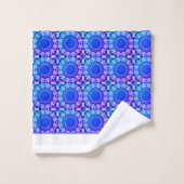 Royal Blue Türkise gemustert Handtuch Set (Waschlappen)