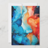 Royal Blue, Turquoise & Coral Alcohol Ink Wedding Einladung (Rückseite)