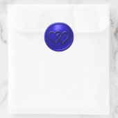 Royal Blue Two Hearts Intertwined Wedding Runder Aufkleber (Tasche)